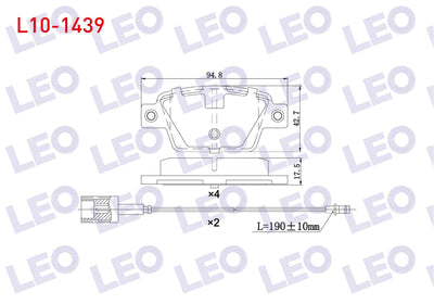LEO L10-1439 Brake Pad Pair with Connector Rear Fiat Bravo II (198) 1.6 Mjt 17,3mm 2006 — Brake Pads