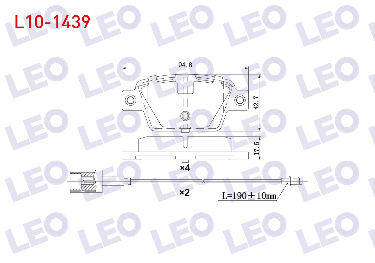 LEO L10-1439 Brake Pad Pair with Connector Rear Fiat Bravo II (198) 1.6 Mjt 17,3mm 2006 — Brake Pads