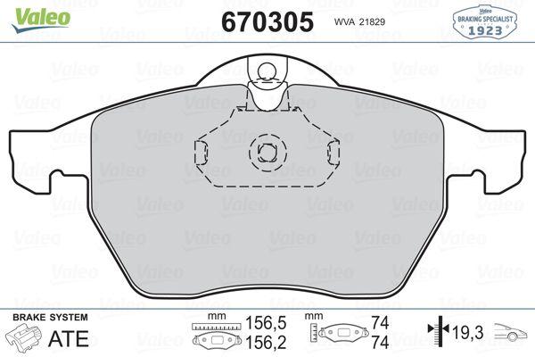Valeo 670305 Brake Pad Front Opel Vectra B 2.0 16V 95-96 155 mm — Brake Pads