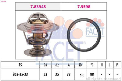 Facet 78394 Thermostat Peugeot Boxer III Jumper III 22Dt 100Bg 120Bg 100Cv C81 110Bg C96 130Bg C110 150Bg Fiat Ducato