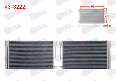 Veka 43-3222 A/C Condenser Fiat Fiorino (225) 1.3 Mjt 2007-Punto 1.2-1.4 2012-/ Alfa Romeo Giuliet — Condensers & Evaporators