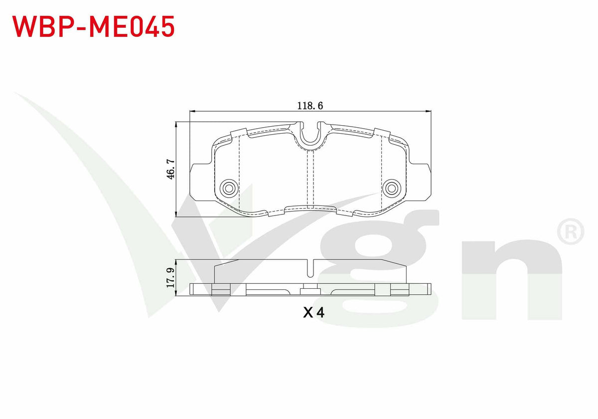 WGN WBP-ME045 Brake Pad Rear Mercedes Vito (W447) 111 CDI 2014-/ (W447) 114 CDI 2014-/ (W447) 116 CDI 2014-/ (W4 — Brake Pads