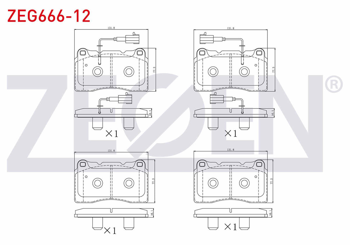 Zegen ZEG666-12 Brake Pad Front with Connector Alfa Romeo Giulietta (940) 1.4 Tb-1.6 JTD 2010 — Brake Pads