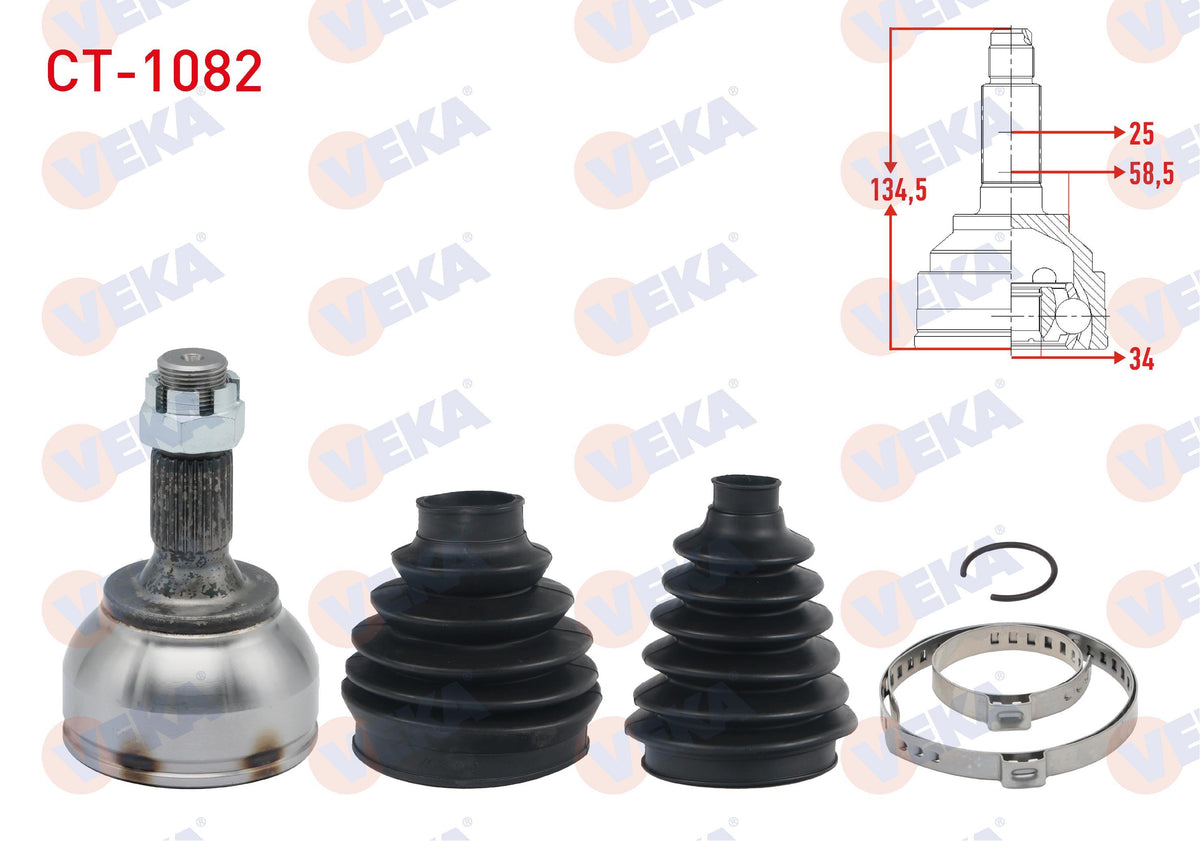 Veka CT-1082 CV Joint Left-Right Front Outer (Pair with Boot 33-22 — Axles, CV Joints & Boots