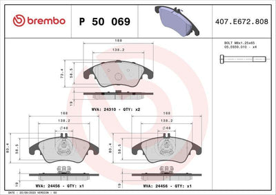 Brembo P50069 Brake Pad Front M.Benz 172 204 207 212 218 08-17 — Brake Pads
