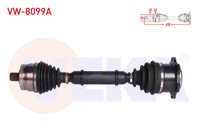 Veka VW-8099A Complete Axle Left Front Volkswagen Passat (3B2) 1.9 TDI with ABS 45 Outer Length 49 — Axles, CV Joints & Boots