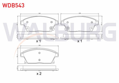 WALBURG WDB543 Brake Pad Front with Wear Indicator Opel Astra J 1.6i 16 Rim 2009-2016 / Mokka 1.4 2012-/ Zafira C 1.6 2011-/ Chevrolet Trax 1.6 2012-2014 / Cruze 1.6 2009-2014 /
