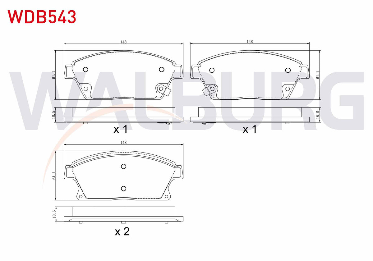 WALBURG WDB543 Brake Pad Front with Wear Indicator Opel Astra J 1.6i 16 Rim 2009-2016 / Mokka 1.4 2012-/ Zafira C 1.6 2011-/ Chevrolet Trax 1.6 2012-2014 / Cruze 1.6 2009-2014 /