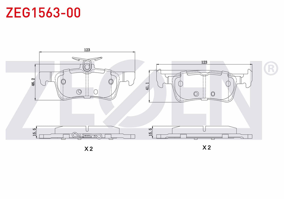 Zegen ZEG1563-00 Brake Pad Rear Peugeot 308 II 1.6 HDi 2014-/ 308 II 1.6 Thp 2014-/ 308 II 1.2 VTI 2014 — Brake Pads