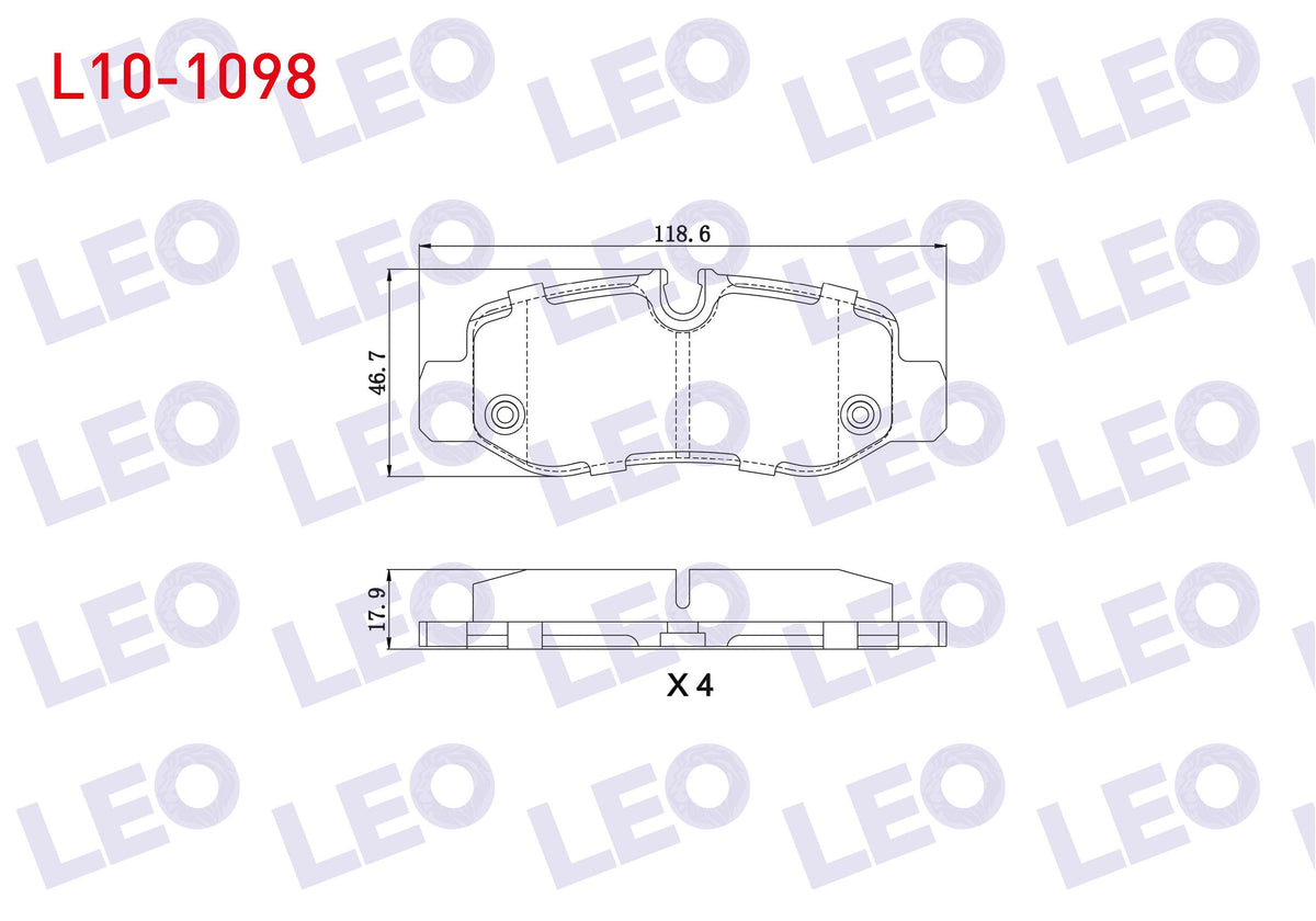 LEO L10-1098 Brake Pad Rear Mercedes Vito (W447) 111 CDI 2014-/ (W447) 114 CDI 2014-/ (W447) 116 CDI 2014-/ (W44 — Brake Pads