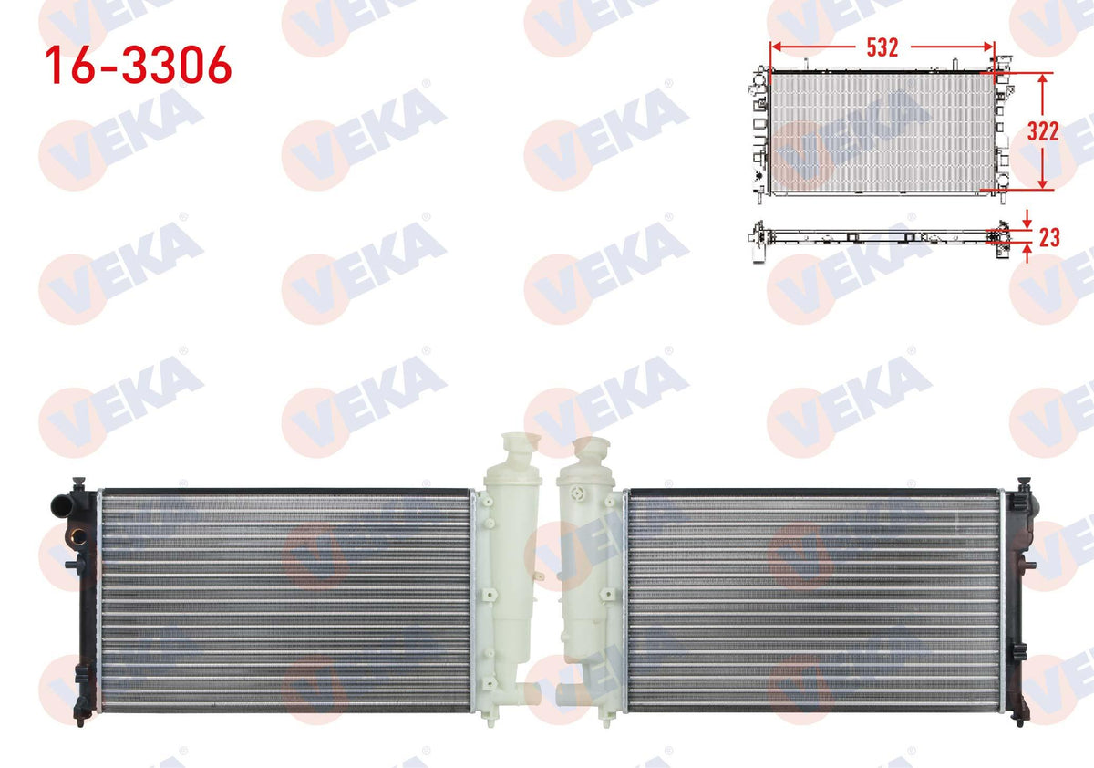 Veka 16-3306 Su Radiator Mechanical Peugeot 106 II 1.4i M-T (Long) 1996-2002 — Radiators & Fans