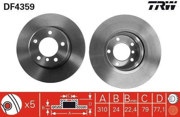 TRW DF4359 Brake Disc Front BMW E60/E61/E63/E64 5 Series Air 310mm 03-10 — Brake Rotors & Drums