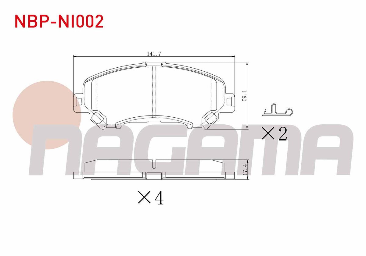 NAGAMA NBP-NI002 Brake Pad Front Nissan Qashqai 2014-/ X-Trail 2013-/ Renault Kadjar 2015-/ Megane IV 2016-/ Talisman 2015