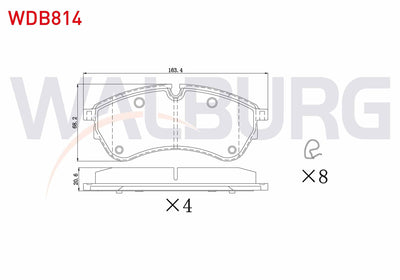 WALBURG WDB814 Brake Pad Front Single Wheel VW Crafter 2.0 TDI 2018-/ Man Tge 2.0 TDI 2018 / Pair Wheel Rear VW — Brake Pads