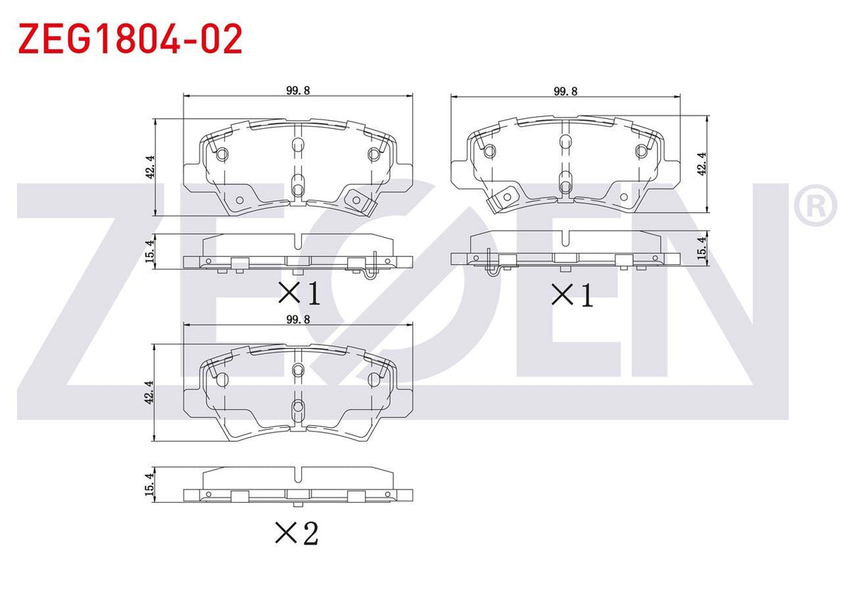 Zegen ZEG1804-02 Brake Pad Rear with Wear Indicator Kia Picanto (Ja) 1.0 MPI-1.25 MPI 2017 — Brake Pads