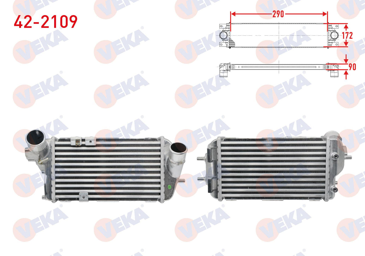 Veka 42-2109 Turbo Radiator (Intercooler) Hyundai i30 1.6, 1.6 T-GDI 2012-/ Kia Ceed, Proceed 1.6 T 2013 — Radiators & Fans