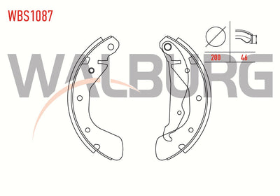 WALBURG WBS1087 Brake Shoe Rear Opel Vectra 1.4 with Lever 200X46 mm 1988-1995 / Vectra 1.8 1988-19 — Brake Cables & Hardware