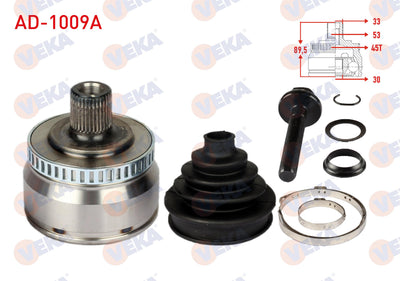 Veka AD-1009A CV Joint Left-Right Front Outer Volkswagen Passat (3B2) 1.8 T with ABS 45 Outer 33X3 — Axles, CV Joints & Boots