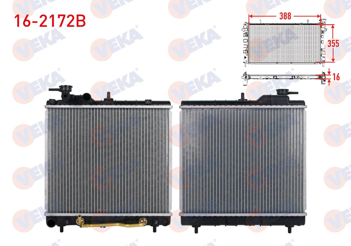 Veka 16-2172B Su Radiator Brazing Hyundai Atos (Mx) 1.0i A-T 1998-2005 — Radiators & Fans
