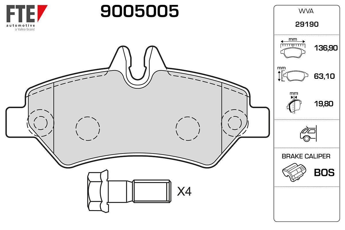 Fte 9005005 Brake Pad Rear Sprinter 906 06 > Crar 06 > 16