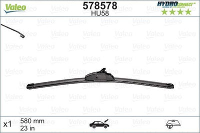 Valeo 578578 Wiper Blade Muz Tip 580mm Hu58 (Hydroconnect Upgrade Classic Tıpten Muz Tıpne Geçiş) / (X1)