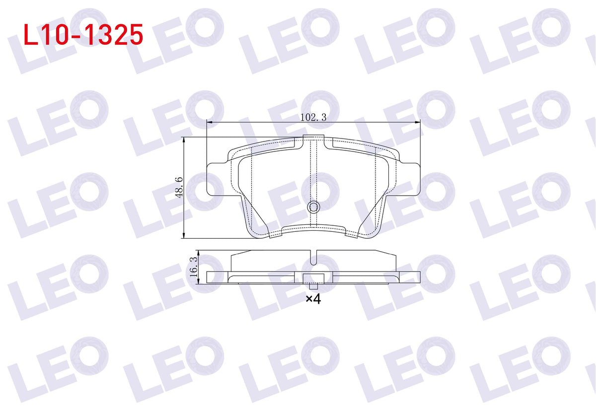 LEO L10-1325 Brake Pad Rear Citroen C4 Picasso (Ud) 1.6 HDi 2006-2013 / Citroen C4 Grand Picasso (Ua) 1.6 HDi 11 — Brake Pads
