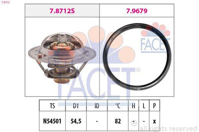 Facet 7.8712 Thermostat 82°C with Gasket Clio III/IV, Megane III/IV and 5 more models — Water Pump & Thermostat