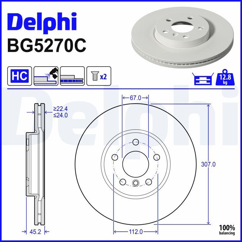Delphi BG5270C Brake Disc Front BMW F45 F46 Mini F54 F60 14 > — Brake Rotors & Drums