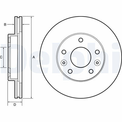 Delphi BG4455 Brake Disc Front Duster 10 > Megane IV 15 > Painted Drilled Twin Pack — Brake Rotors & Drums