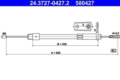 ATE 24.3727-0427.2 Parking Brake Cable — Brake Cables & Hardware