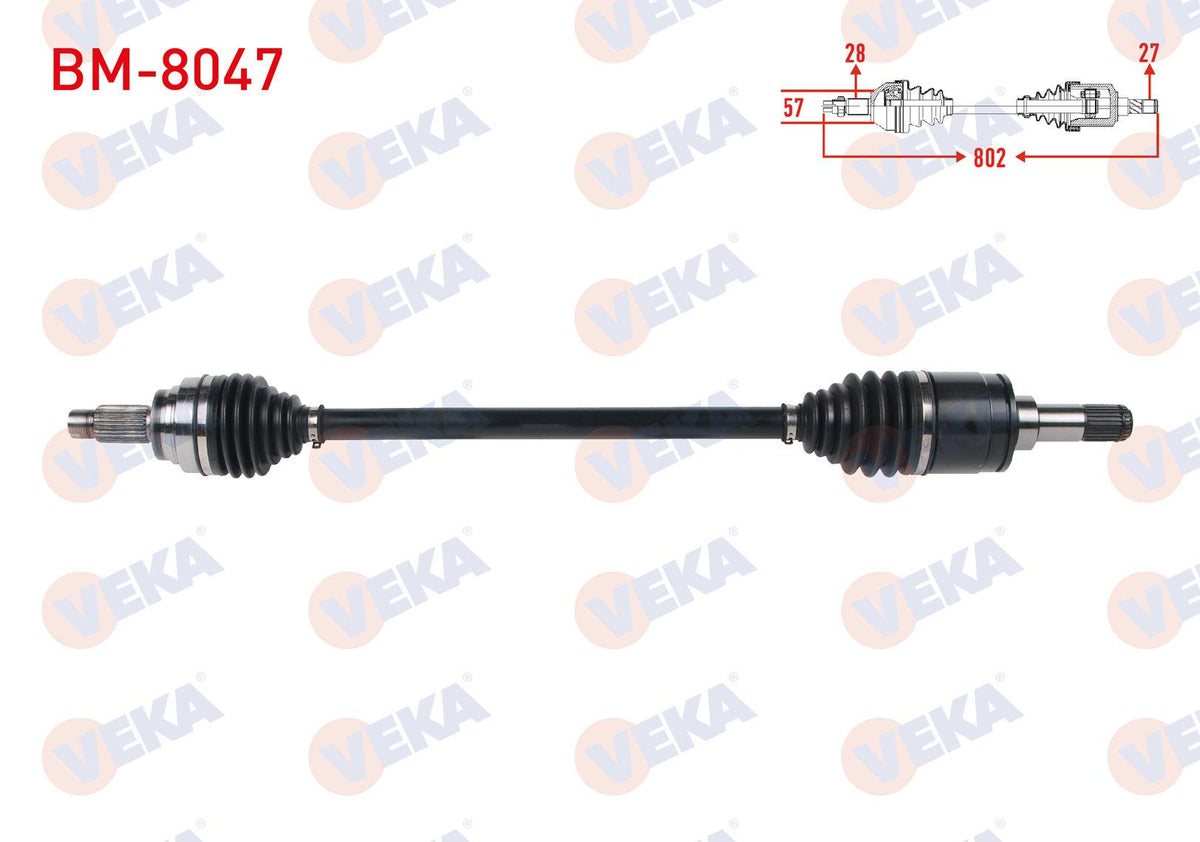 Veka BM-8047 Complete Axle Right Rear Length 802mm BMW 1 Series (F20 — Axles, CV Joints & Boots