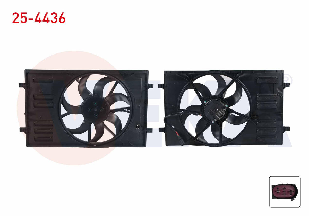 Veka 25-4436 Fan Motor Su Radiator with Shroud Single Fan Volkswagen Golf VII 1.6 TDI Diameter 400mm 2012-/ A3 1.6 TDI 2012-/ Leon 1.6 TDI 2012-/ Octavia 1.6 TDI 2012-/ Passat 2.0 TDI 2014-/ T-R