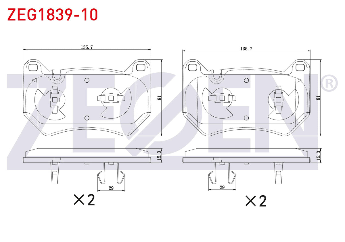 Zegen ZEG1839-10 Brake Pad Front Audi Q5 (Fyb) 2.0 TDI-2.0 TFSI Quattro 2016 — Brake Pads