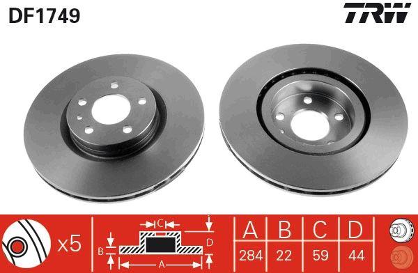 TRW DF1749 Front Brake Mirror (Disc) Doblo III Egea 1,3 / 1.6 / 2.0 10-Alfa Romeo 147 156 (5 Lug 284mm) — Mirrors