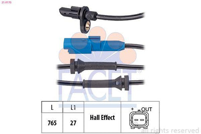 Facet 21.0170 ABS Cable Rear Peugeot 2008 207 208 301 C3 Picasso C4 Cactus C-Elysee — Brake Sensors & ABS