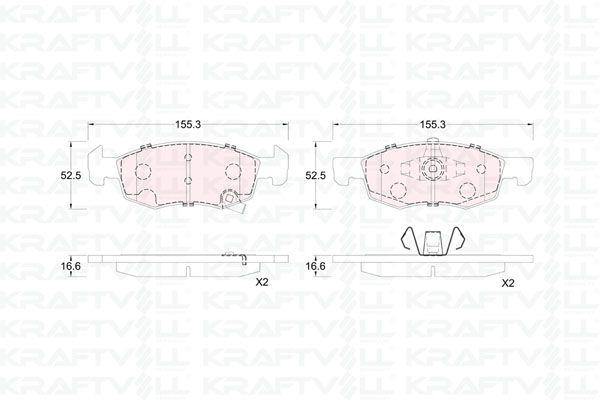 Kraftvoll 07010333 Front Brake Pad 14 Rim Corsa E 14 > Adam 13 >