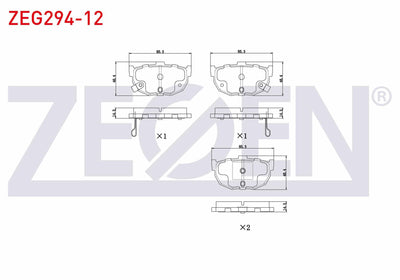 Zegen ZEG294-12 Brake Pad Rear with Wear Indicator Kia Cerato (Ld) 1.5 CRDi-1.6 CRDi-1.6i 2004-2012 / Hyundai El — Brake Pads