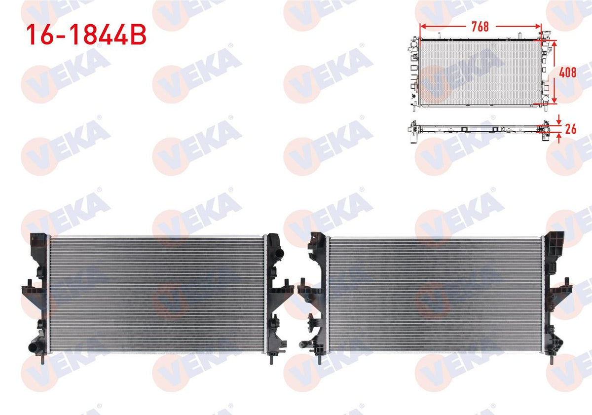 Veka 16-1844B Su Radiator Brazing Fiat Ducato 2.3 Mjt 2014-/ Citroen Jumper 2.2 HDi 2014-/ Peugeot Boxer 2 — Radiators & Fans