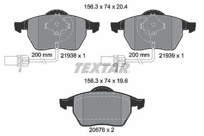 Textar 2193801 Brake Pad VW Passat / A4 / A6 1.8T Front with Connector — Brake Pads