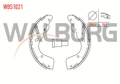 WALBURG WBS1021 Brake Shoe Rear 294,4X55,7 Ford Ranger (Et) 2006-2011 /Ranger (Er) 1999-2006 /Range — Brake Cables & Hardware