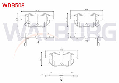 WALBURG WDB508 Brake Pad Rear Toyota Corolla (E15_) 1.6 Vvt-I 2007-2012 / Auris (Zre15) 1.6 Vvt-I 2007-2012 / Ya — Brake Pads