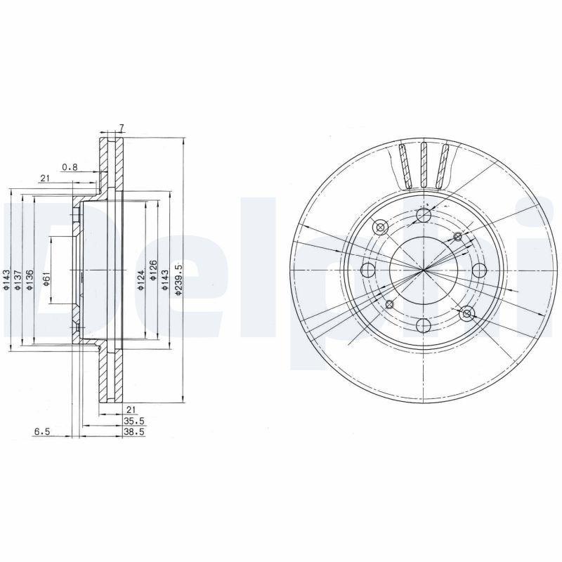Delphi BG2673 Front Brake Disc - 240mm Diameter — Brake Rotors & Drums