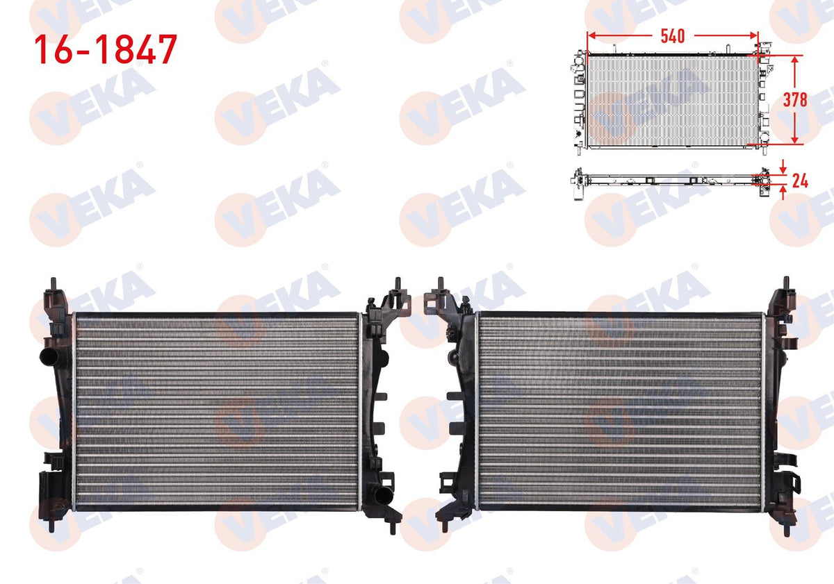 Veka 16-1847 Water Radiator Mechanical Fiat Fiorino (225) 1.4i M-T Ac + /-2007 — Radiators & Fans