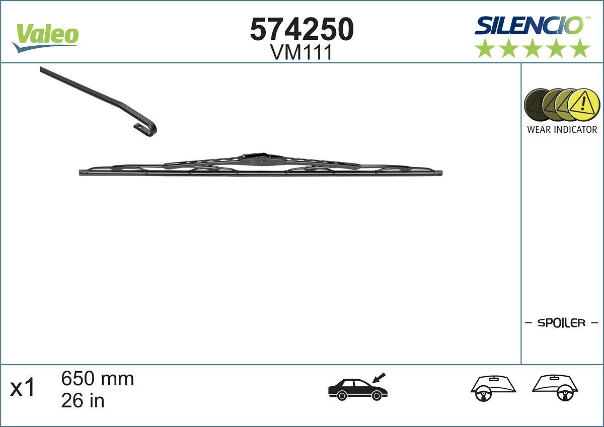 Valeo 574250 Wiper Silencio Spoylerlı (X1) Vm111 650mm (Peugeot 206 98) — Wipers