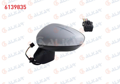 Alkar 6139835 Outer Rear View Mirror Left Electric Heated Primed 5 Pin Opel Crossland X (P17) 2017 — Mirrors
