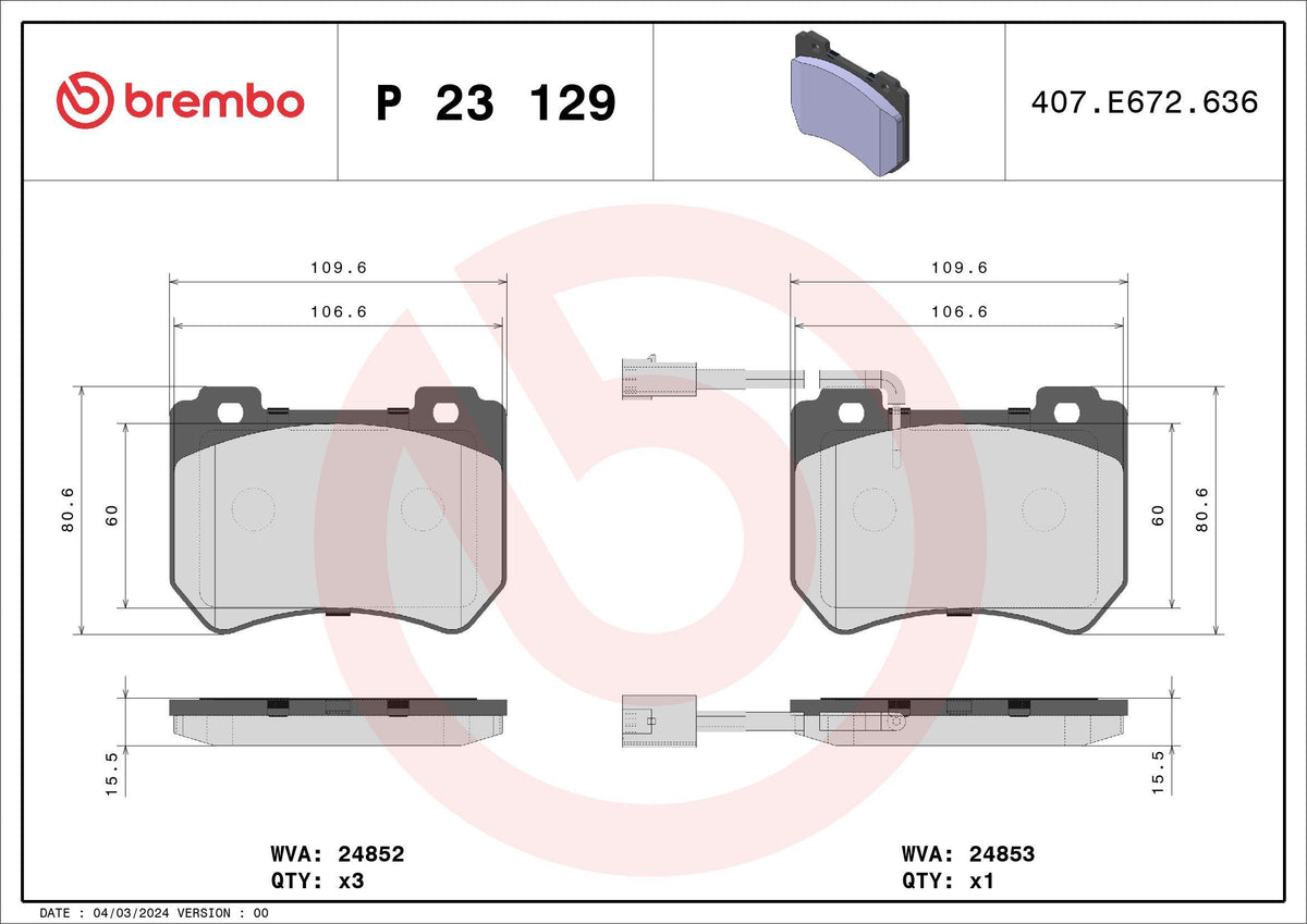 Brembo P23129 Front Brake Pad Alfa Romeo 159 1.8/1.9/2.2 JTS 1.9/2.0 JTDM 05-06 — Brake Pads