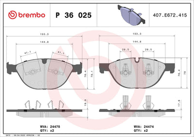 Brembo P36025 Brake Pad Front Low-Met Jaguar — Brake Pads