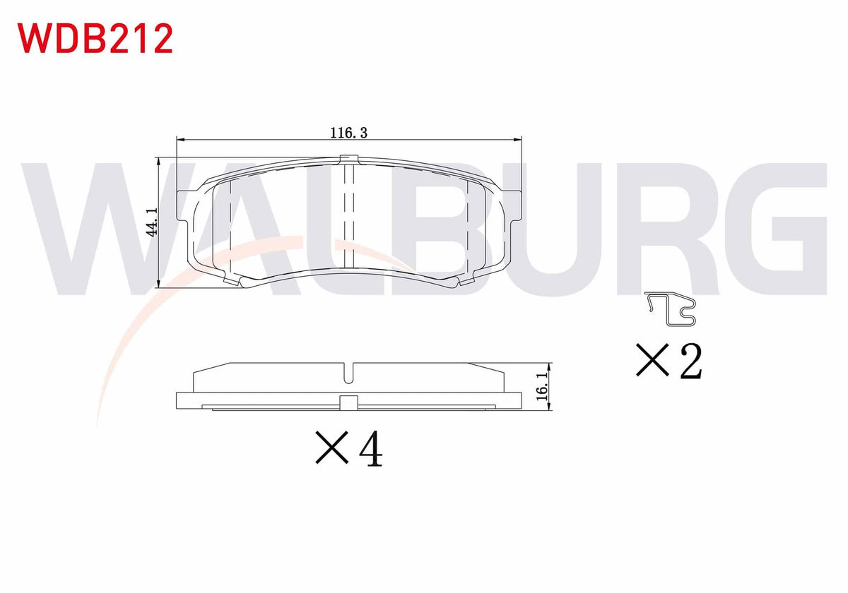 WALBURG WDB212 Brake Pad Rear Toyota Land Cruiser 90 (_J9_) 3.0 D 1996-2002 / 3.0 D-4D 1996-2002 / 3.0 TD 1996-2 — Brake Pads