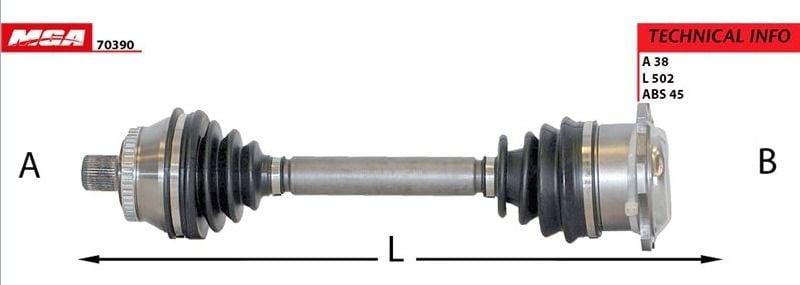 MGA Volkswagen Passat AVF Motor Right Axle - 2001-2004 Model — Axles, CV Joints & Boots