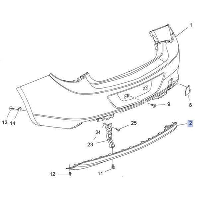 PSA 13353299 Opel Astra J Sedan Rear Bumper Lower Trim without Sensor Genuine — Bumpers & Grilles